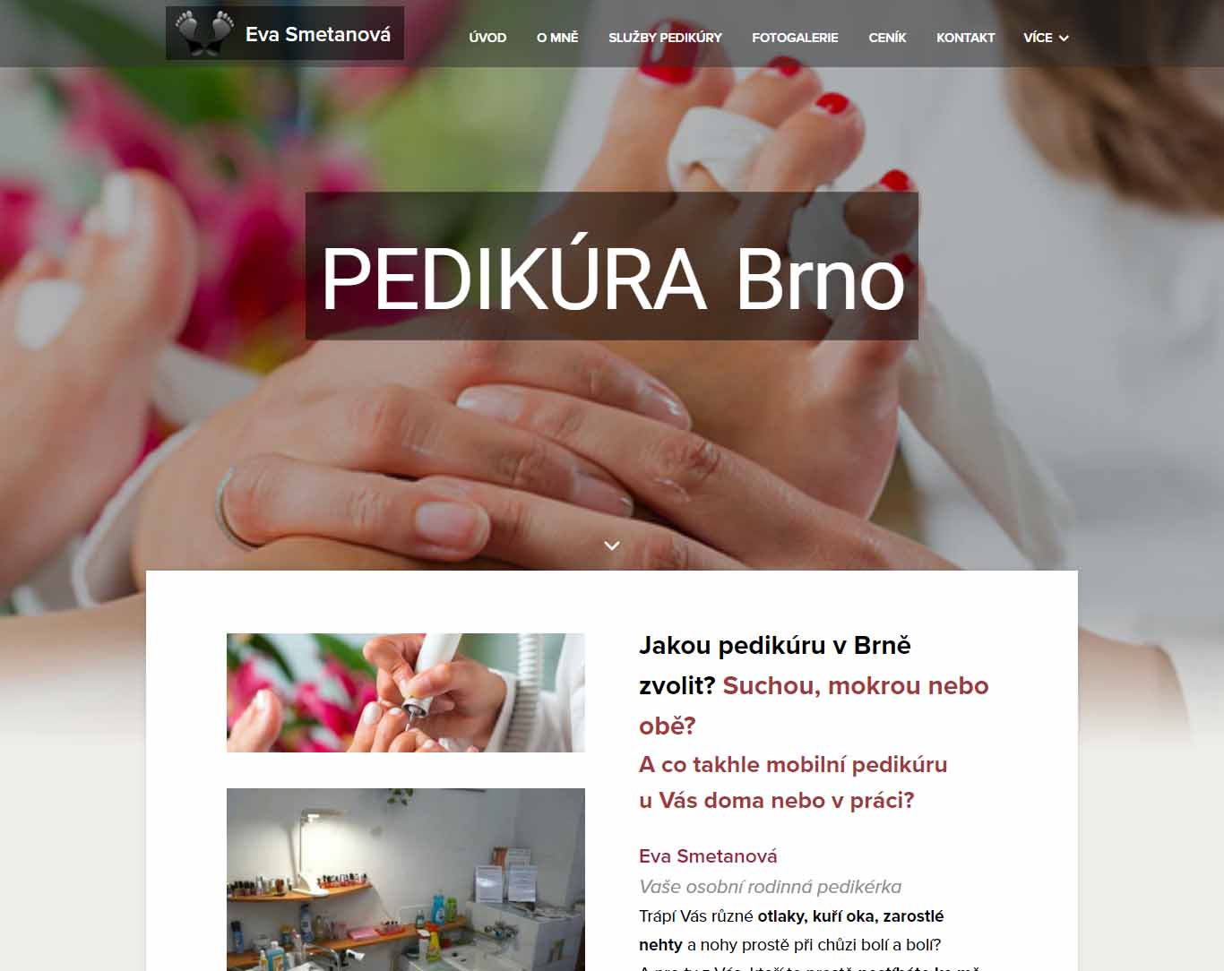 Referenční web Brněnská pedikúra